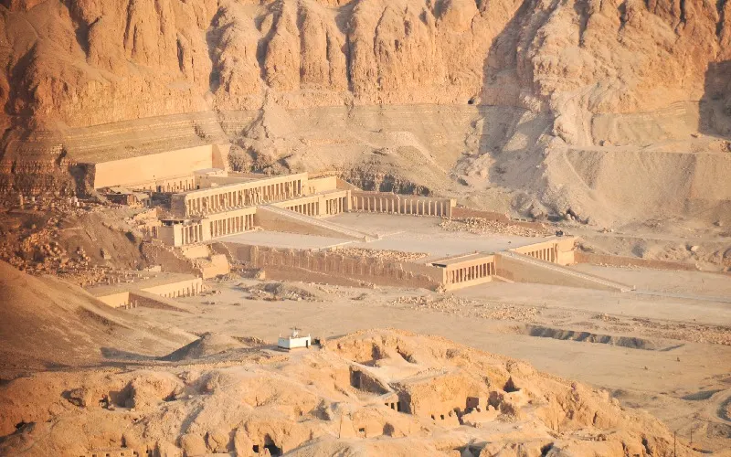 Temple of Queen Hatshepsut built into limestone cliffs in Luxor West Bank